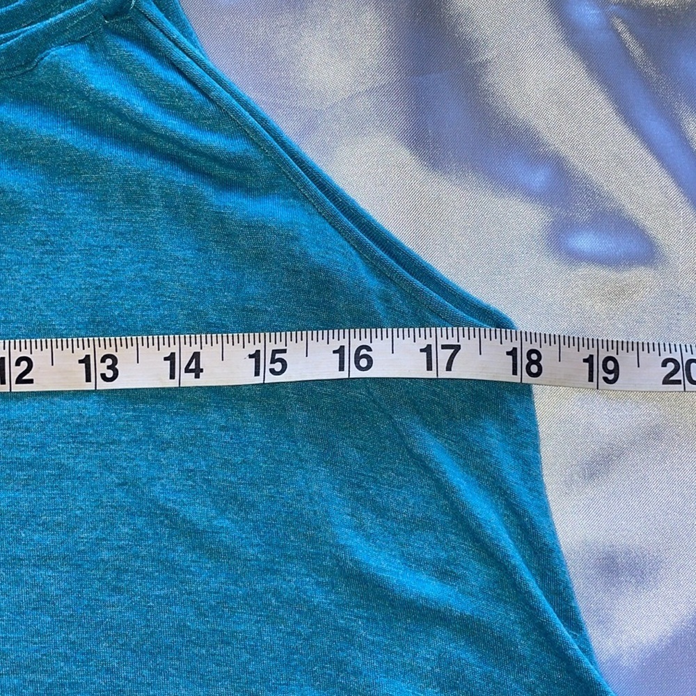 Max Edition Pleated Halter Neck Swing Top Teal Blue Polished Jersey Knit Large - Picture 7 of 13